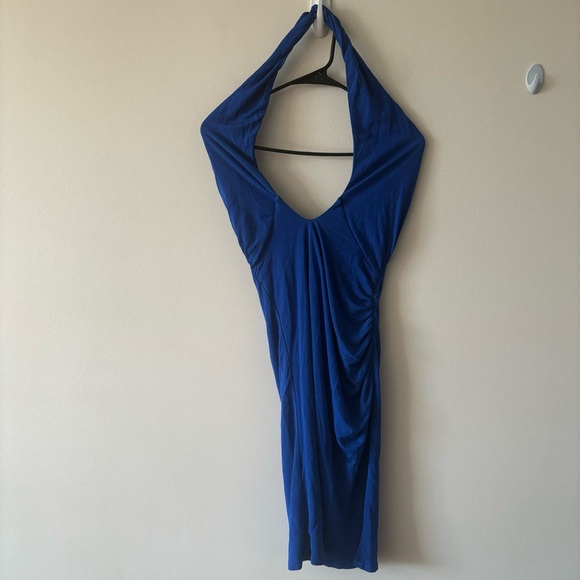 NWT REVOLVE NBD Sapphire Blue Halter Plunge Neckline Bodycon Mini Dress - Picture 4 of 12
